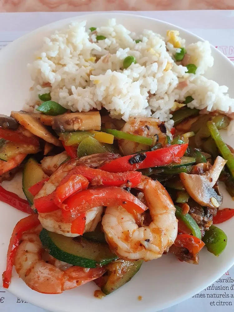 Wok of Shrimps and Vegetables Cantonese Rice